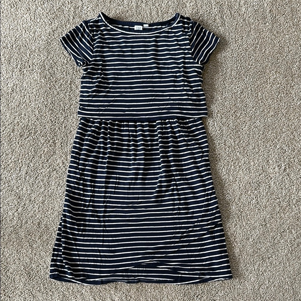 Striped Navy and White Nursing Dress